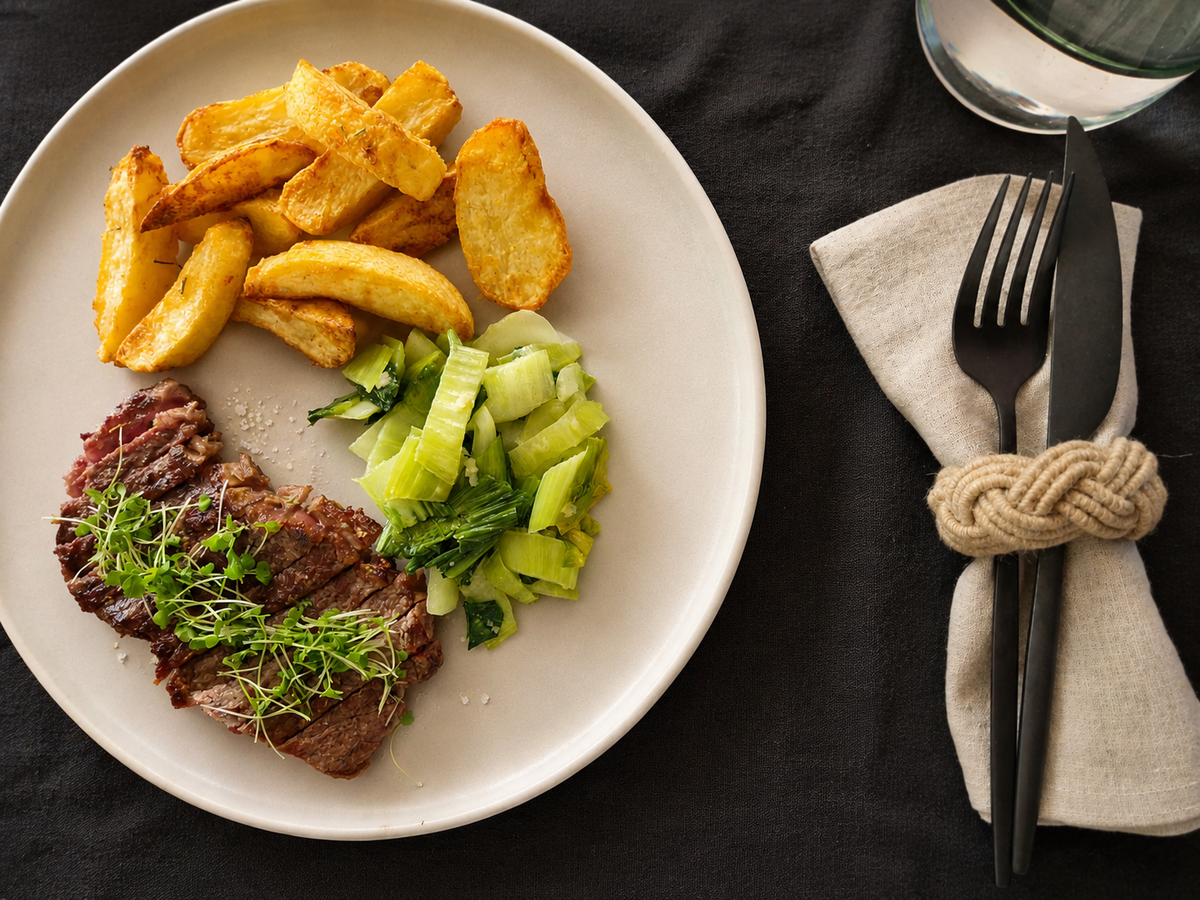 The Perfect Local Sirloin Steak with Fresh Microgreens